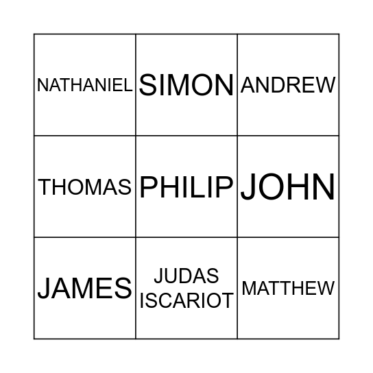 Disciple Bingo Card