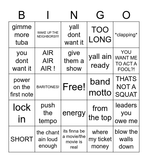 things mr. v finna say Bingo Card