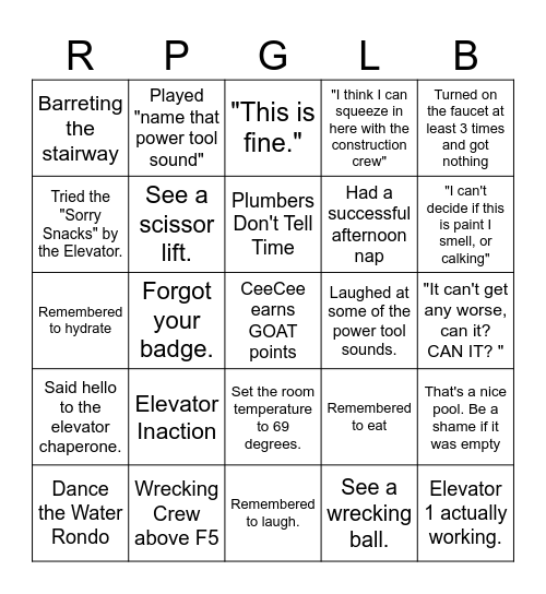 RPG Limit Break Hotel Bingo Card