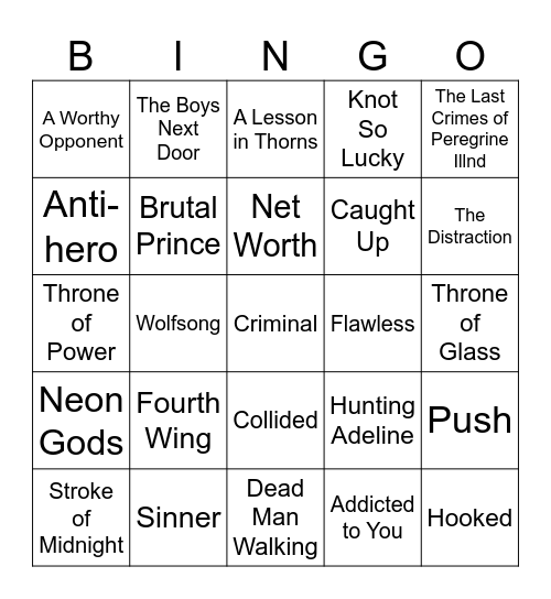 Series Progress Bingo Card