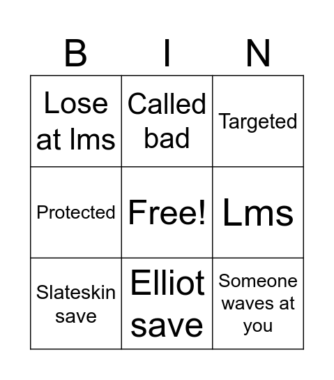NOOB BINGO Card