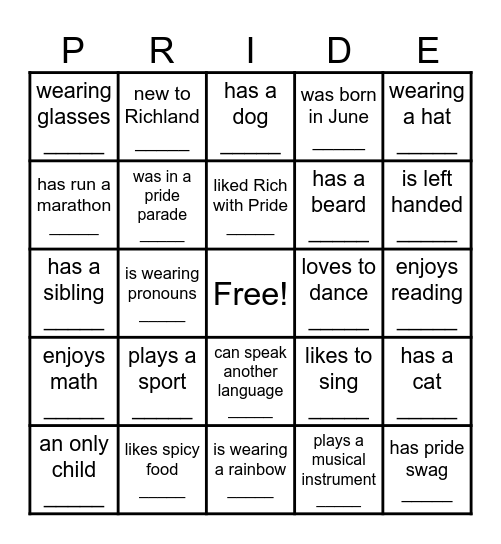 Talk to someone who is/has/does Bingo Card
