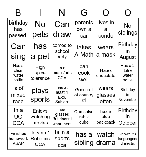 Untitled Bingo Card