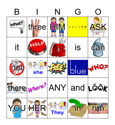 Sight Words Bingo Card