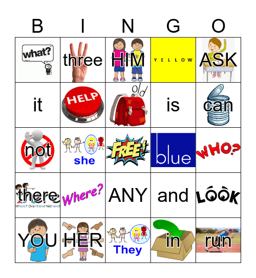Sight Words Bingo Card