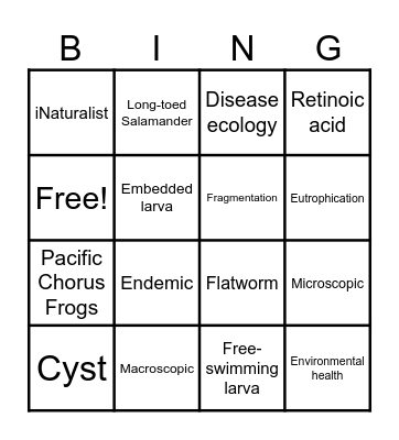 Pint-Sized Parasites Bingo Card