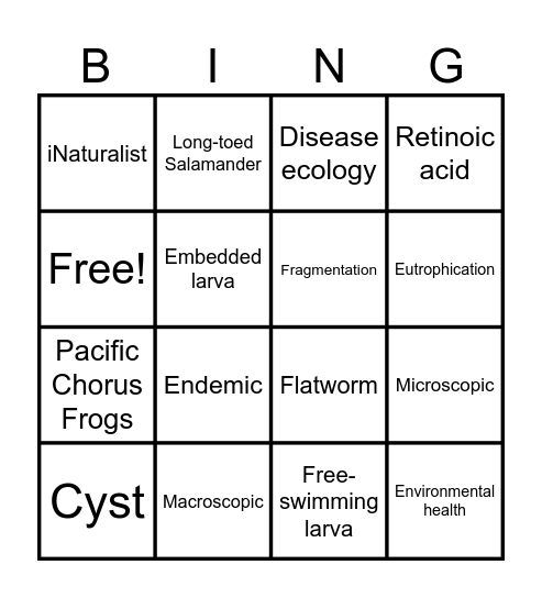 Pint-Sized Parasites Bingo Card