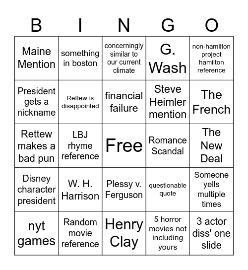 APUSH Bingo Card