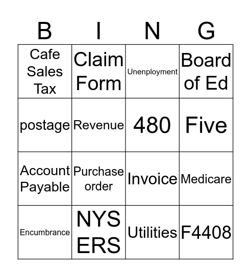 Accounts Payable Bingo Card