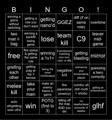 Overwatch 2 Bingo Card