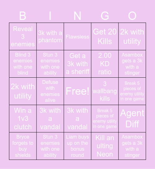 Valorant Bingo Card