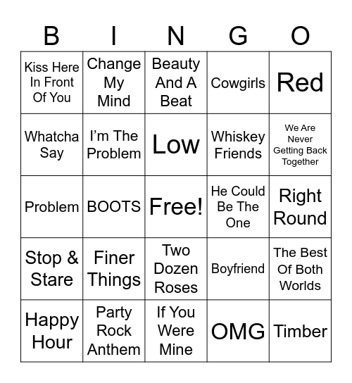 Payton’s Playlist Bingo Card
