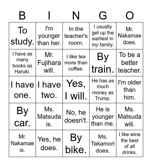 DK, Come Close to Me! Bingo Card