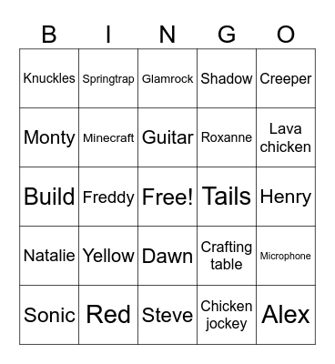 Family Bingo Card