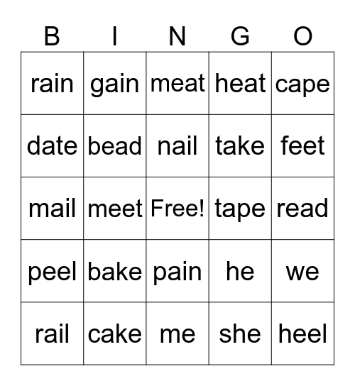 Unit1 & Unit2 Bingo Card