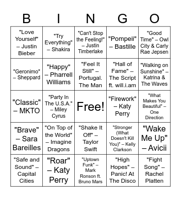 Music Bingo! Bingo Card