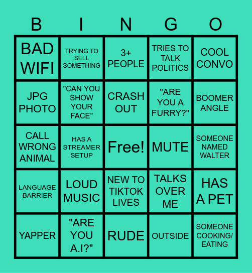 Co-Host Bingo Card