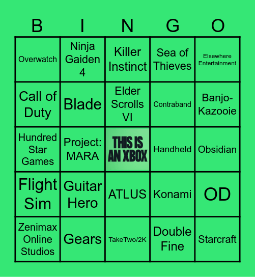 Xbox Games Showcase 2025 Bingo Card