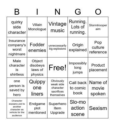 Shang-Chi Bingo Card