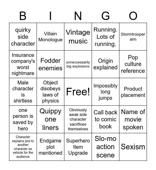 Shang-Chi Bingo Card