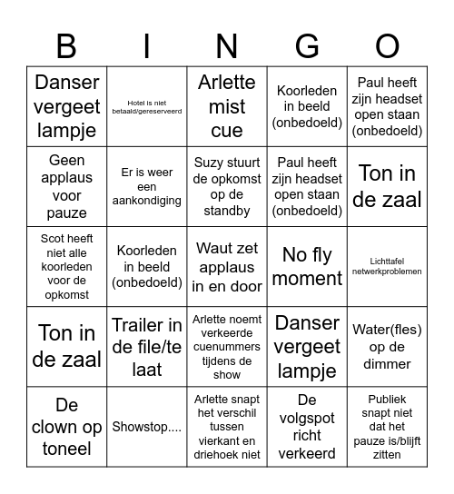 le villi & silenzio bingo Card