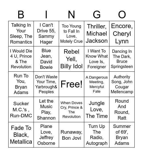 1984 Ann Turns 13 Bingo Card