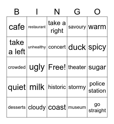 Vocabulary Bingo Card