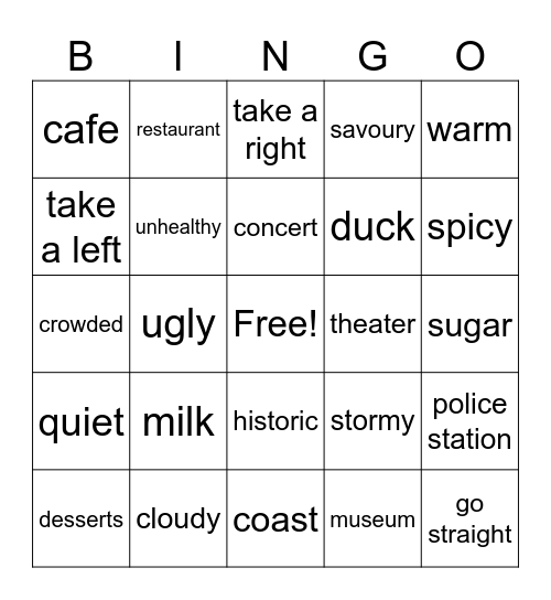Vocabulary Bingo Card