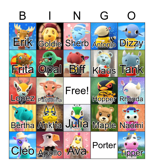 Villager Hunt Bingo Card