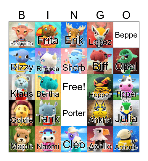 Villager Hunt Bingo Card