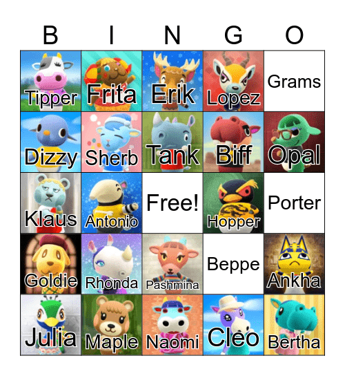 Villager Hunt Bingo Card
