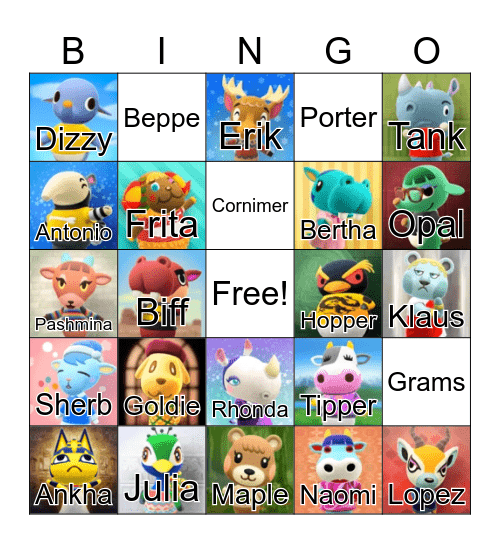 Villager Hunt Bingo Card