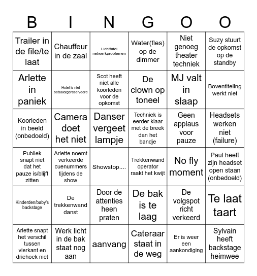 le villi & silenzio Bingo Card