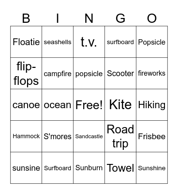 Summertime Bingo Card