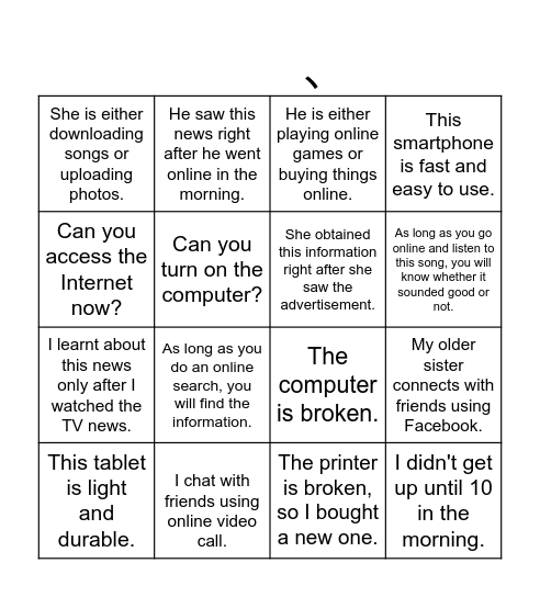 Unit 3 Revision Bingo Card