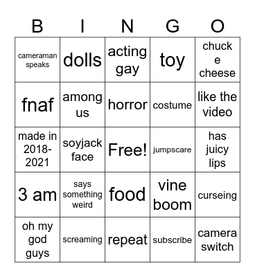 horror Bingo Card