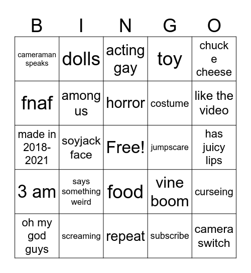 horror Bingo Card