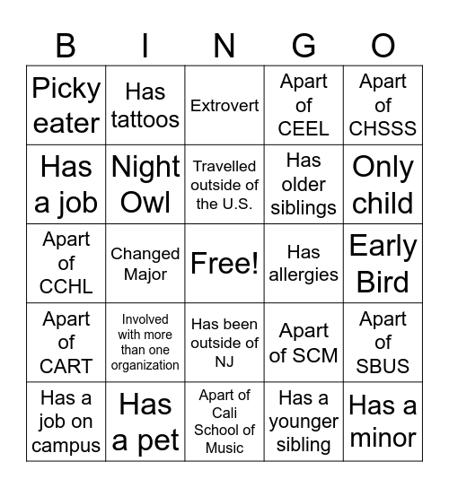 MSU CKI Eboard Bingo Card