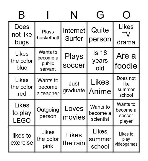 Bingo Sheet #1 Bingo Card