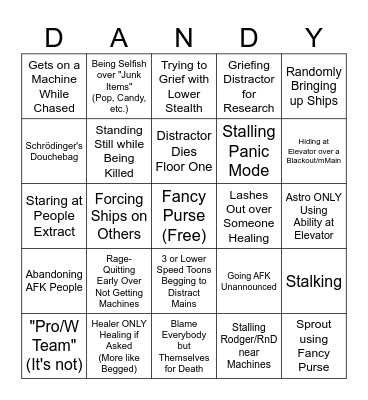 Dandy's World Public Bingo Card