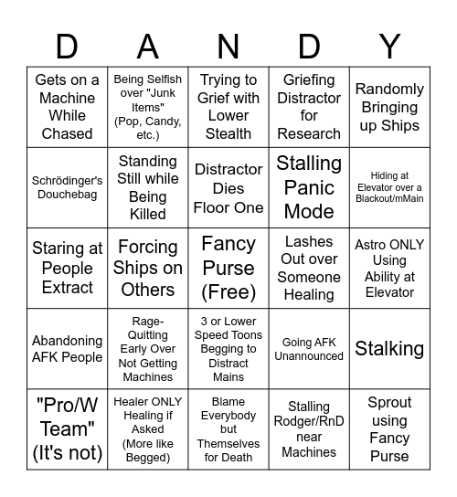 Dandy's World Public Bingo Card