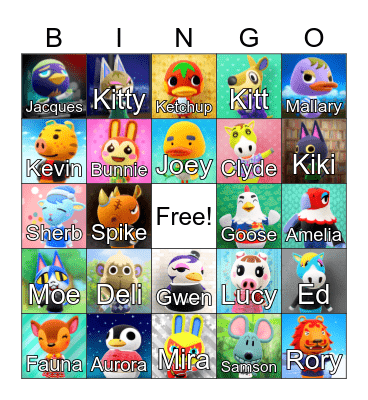 Animal Crossing Bingo Card