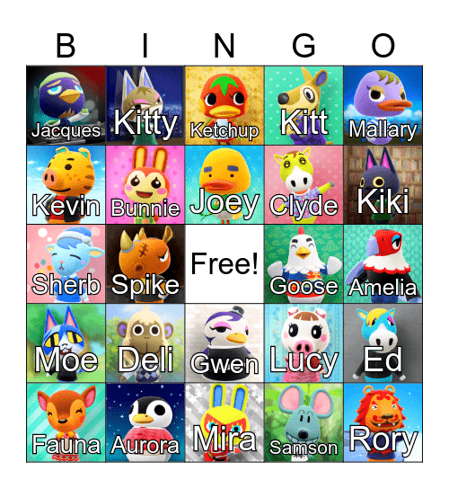 Animal Crossing Bingo Card