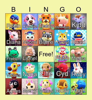 Animal Crossing Bingo Card