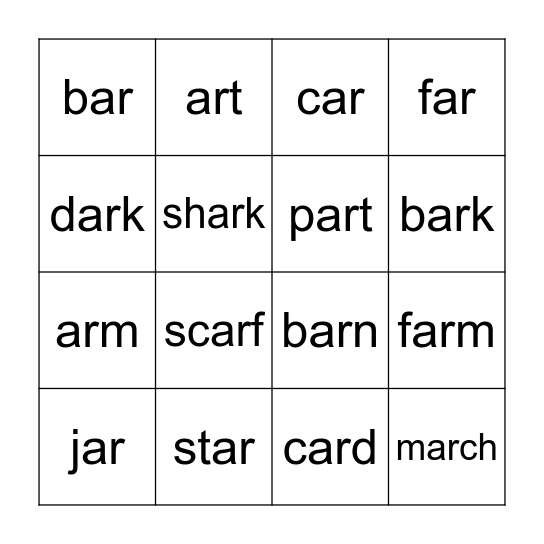 ar Bingo Card