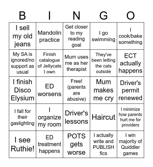 Summer 2025 Bingo Card