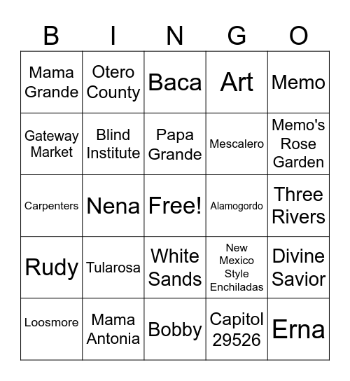 BALDO  BINGO Card