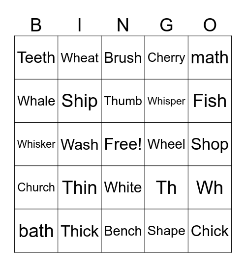Phonics Bingo Card