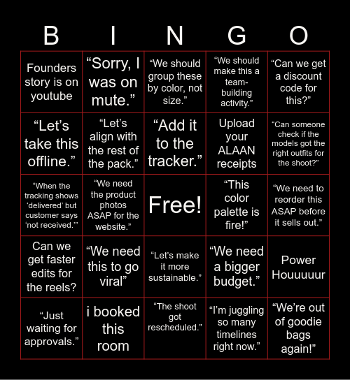 SQUATWOLF Edition Bingo Card