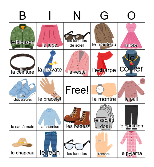 Les vétements Bingo Card